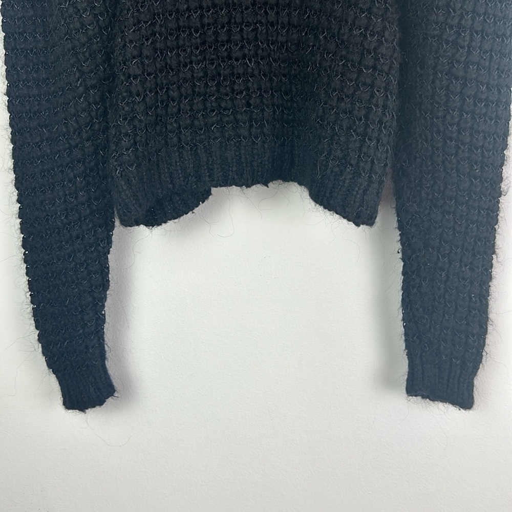 Zara Dolman Sleeve High Neck Chunky Knit Sweater SM Top Wool Acrylic Blend Black - Picture 6 of 16